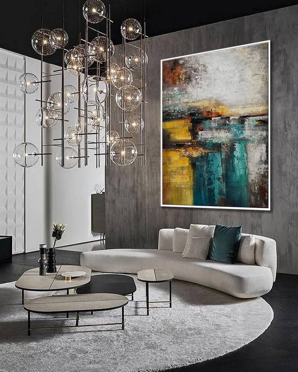 Neutral Original Painting Grey Rich Abstract Canvas Wall Art LI06Q